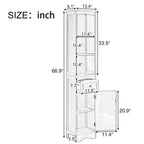 Freestanding Linen Tower Tall Bathroom Storage Cabinet with Drawer MDF and Adjustable Shelf