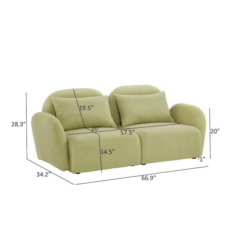 Living Room Furniture Lazy Sofa Loveseat Teddy Fabric White