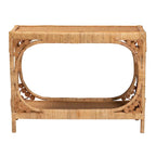Modern Bohemian Light Honey Rattan Console Table
