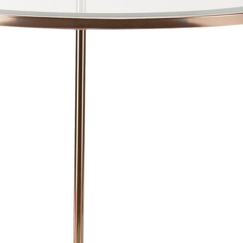 26 Gold Glass And Iron Round End Table With Shelf - 24.25x24.25x26.25