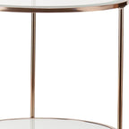 26 Gold Glass And Iron Round End Table With Shelf - 24.25x24.25x26.25