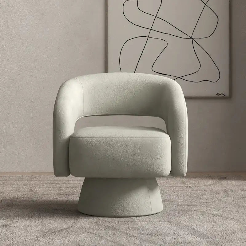 360 Degree Swivel Barrel Upholstered Modern Armchair