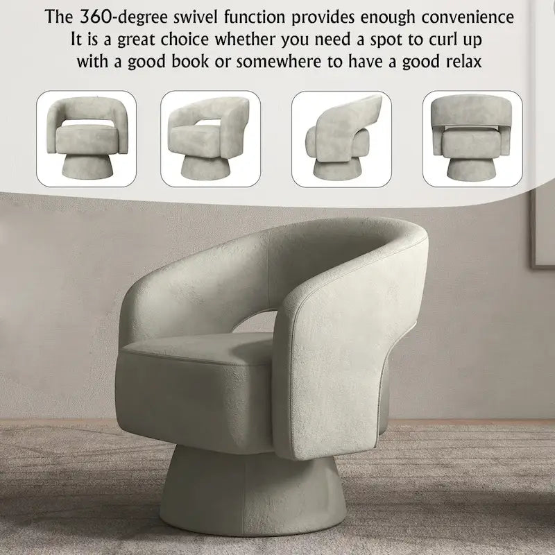 360 Degree Swivel Barrel Upholstered Modern Armchair
