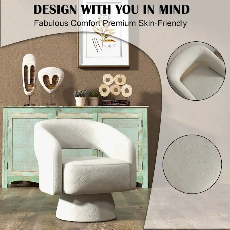 360 Degree Swivel Barrel Upholstered Modern Armchair