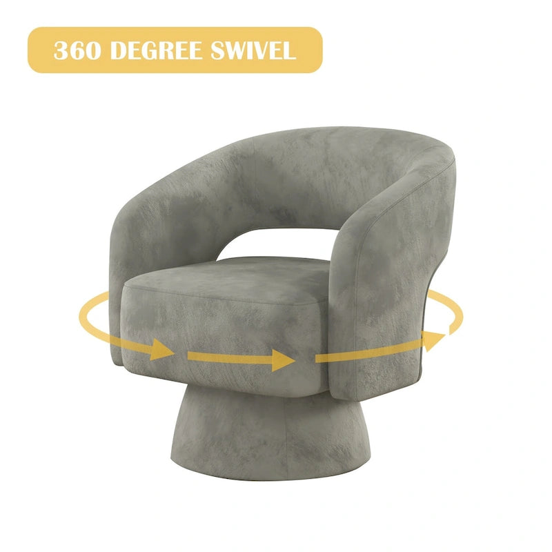 360 Degree Swivel Barrel Upholstered Modern Armchair