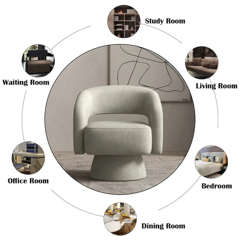 360 Degree Swivel Barrel Upholstered Modern Armchair