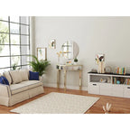 Silver Mirrored Half Moon Console Table Sofa Table - 35.4x31.6 inch