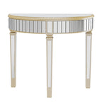Silver Mirrored Half Moon Console Table Sofa Table - 35.4x31.6 inch