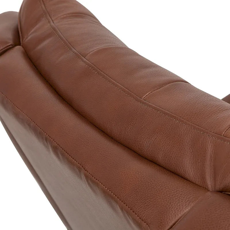 Mid-century Genuine Leather Recliner with Metal Base