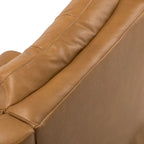 Mid-century Genuine Leather Recliner with Metal Base