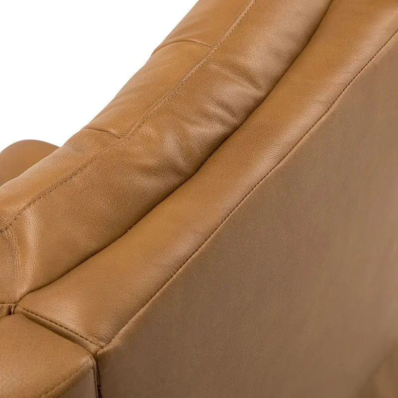 Mid-century Genuine Leather Recliner with Metal Base