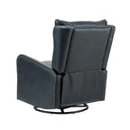 Mid-century Genuine Leather Recliner with Metal Base