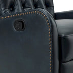 Mid-century Genuine Leather Recliner with Metal Base