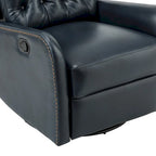 Mid-century Genuine Leather Recliner with Metal Base