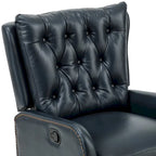 Mid-century Genuine Leather Recliner with Metal Base