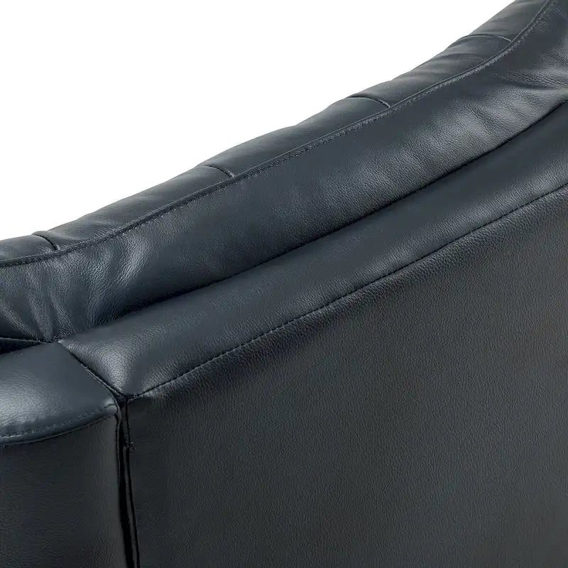Mid-century Genuine Leather Recliner with Metal Base