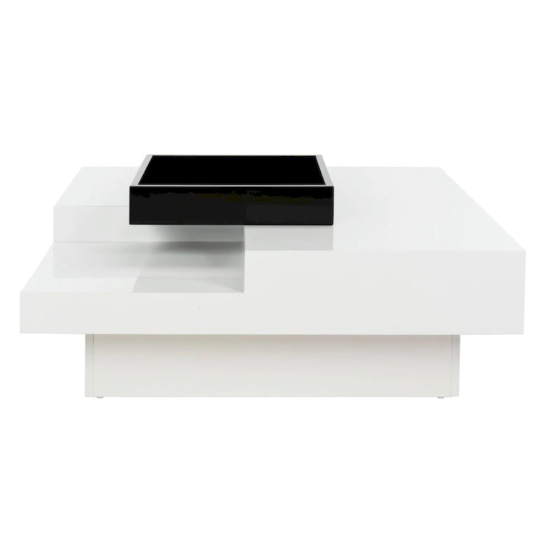 White/ Black Coffee Table - 35.4 x 35.4 x 11.8 - 35Wx35Dx12H