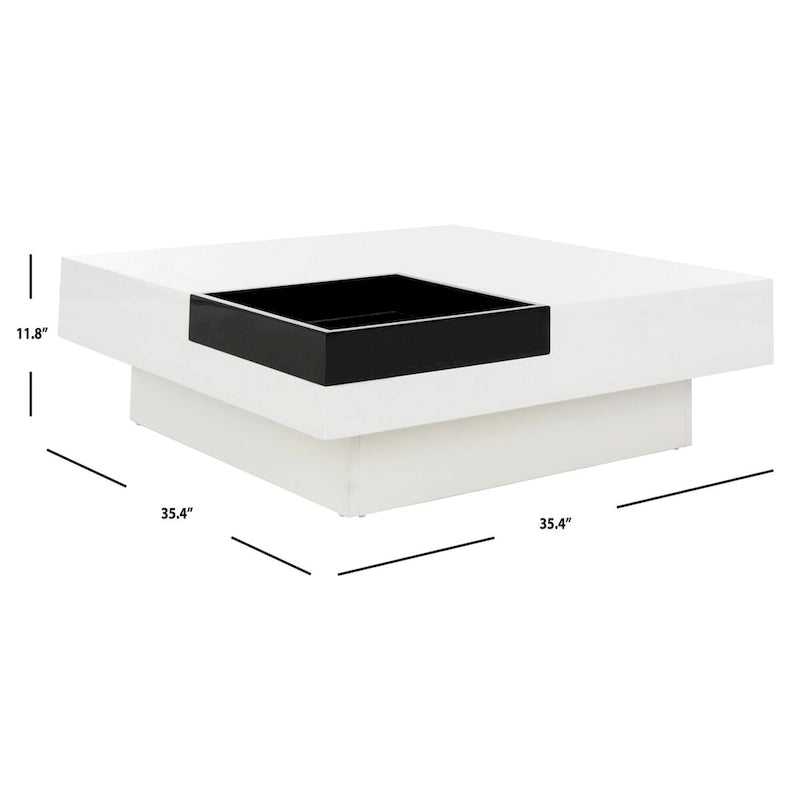 White/ Black Coffee Table - 35.4 x 35.4 x 11.8 - 35Wx35Dx12H
