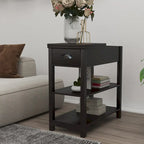 Narrow Sided Table with Drawers and Bottom Partition in Flip Over Design