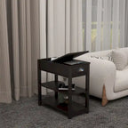 Narrow Sided Table with Drawers and Bottom Partition in Flip Over Design