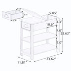 Narrow Sided Table with Drawers and Bottom Partition in Flip Over Design
