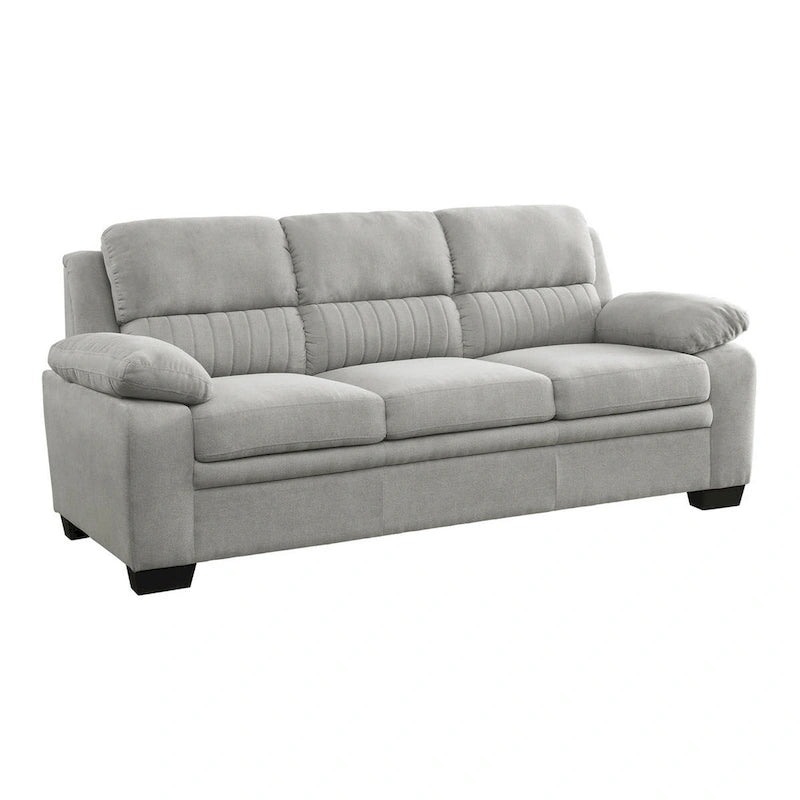 80 Inch Sofa, Gray Polyester, Soft Foam Cushioned, Solid Wood Frame