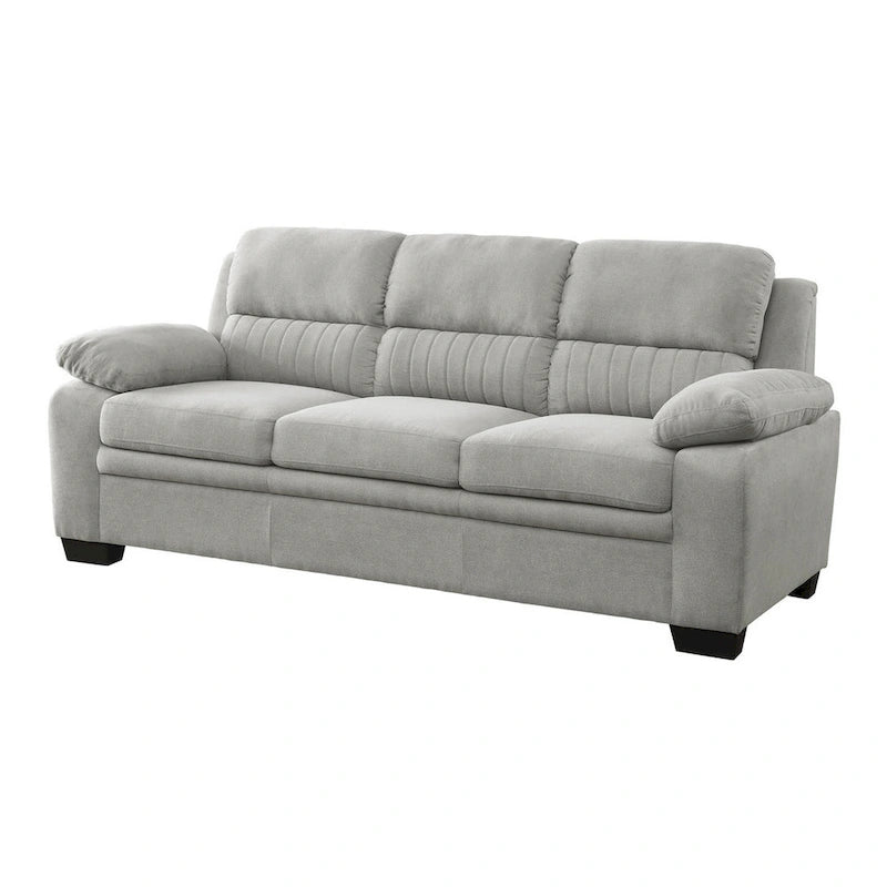 80 Inch Sofa, Gray Polyester, Soft Foam Cushioned, Solid Wood Frame
