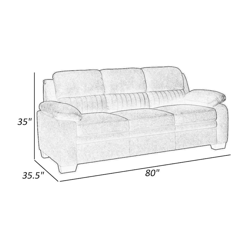 80 Inch Sofa, Gray Polyester, Soft Foam Cushioned, Solid Wood Frame