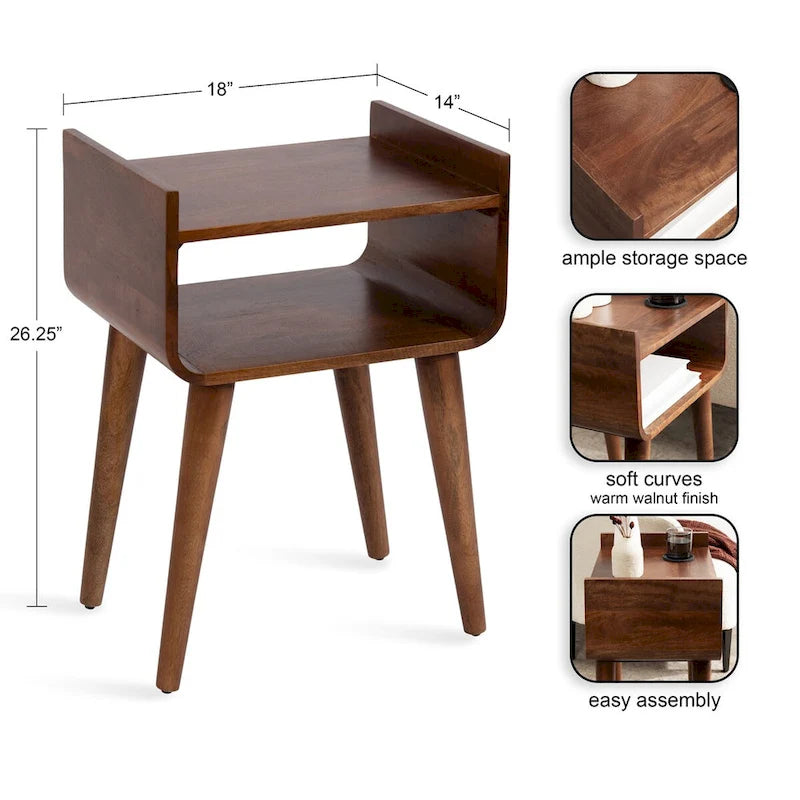 Wood Side Table - 18x14x27