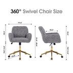 Upholstered Office Chair with Adjustable 360 Swivel Golden Base