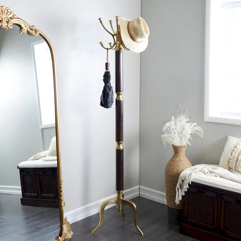 Aluminum Metal Coat Rack - Silver or Gold - Decor